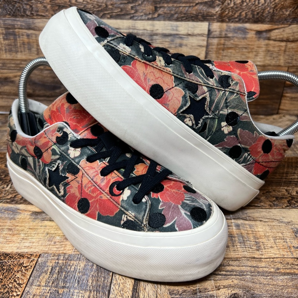 Converse Floral Platform Sneakers - Red and Black